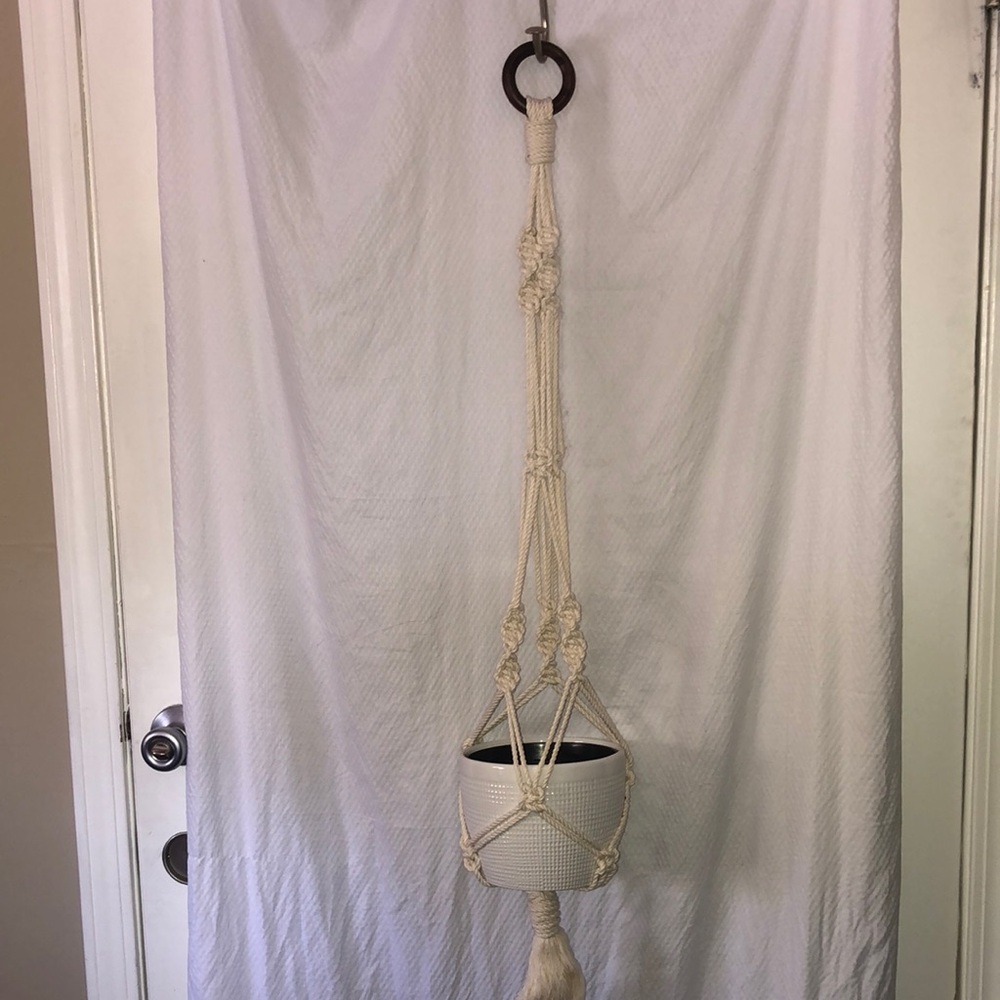 Hippie Naturals 100% Organic Cotton Large Macrame  Planter Hangers w Wood hoop